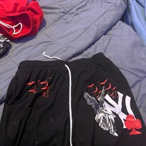 Black and Red Graphic Shorts